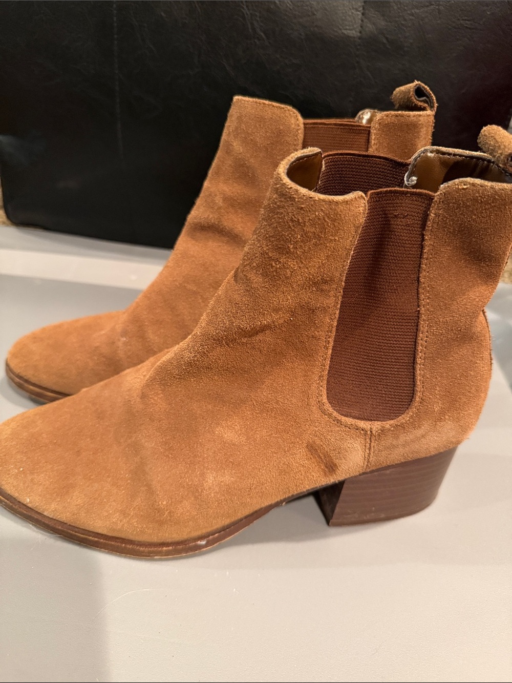 GAP Suede Chelsea Ankle Boots in Cognac Brown